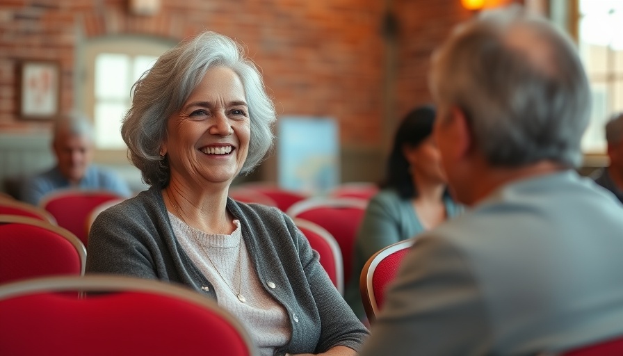 Woman in blue shirt smiling during conversation, South African judicial humor setting.