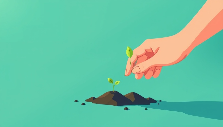 Illustration of seed planting symbolizing remarketing techniques in Google Ads, with a small plant growing beside.