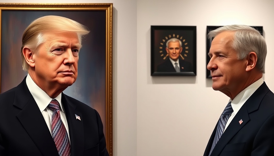Contrasting presidential portraits in a White House gallery showcasing political art.