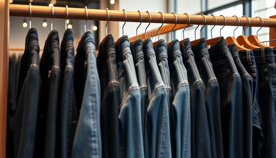 Jeans display in American clothing store, highlighting tariffs
