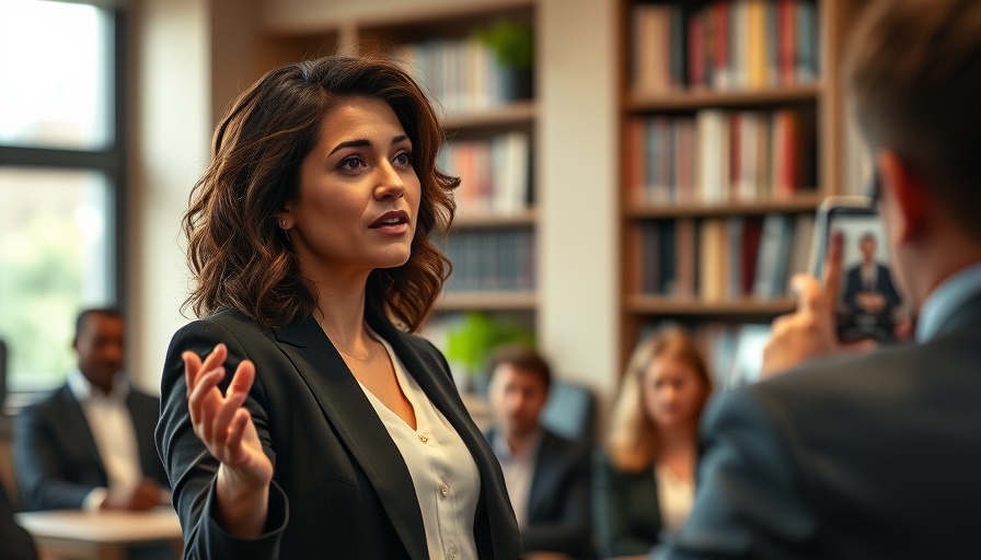 Confident woman discussing identifying ideal mental health clients