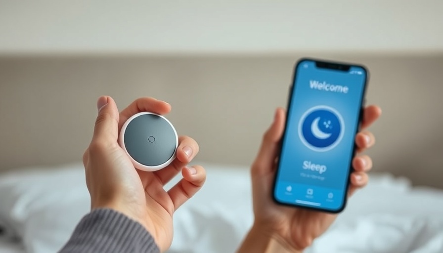 Close-up of a sleep tracker and app for sleep health management.