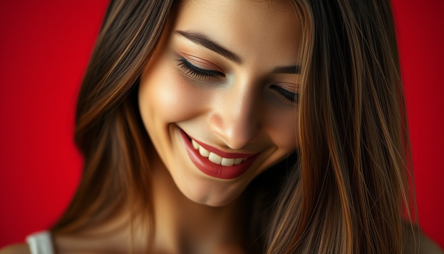 A young woman smiles softly, close-up view.