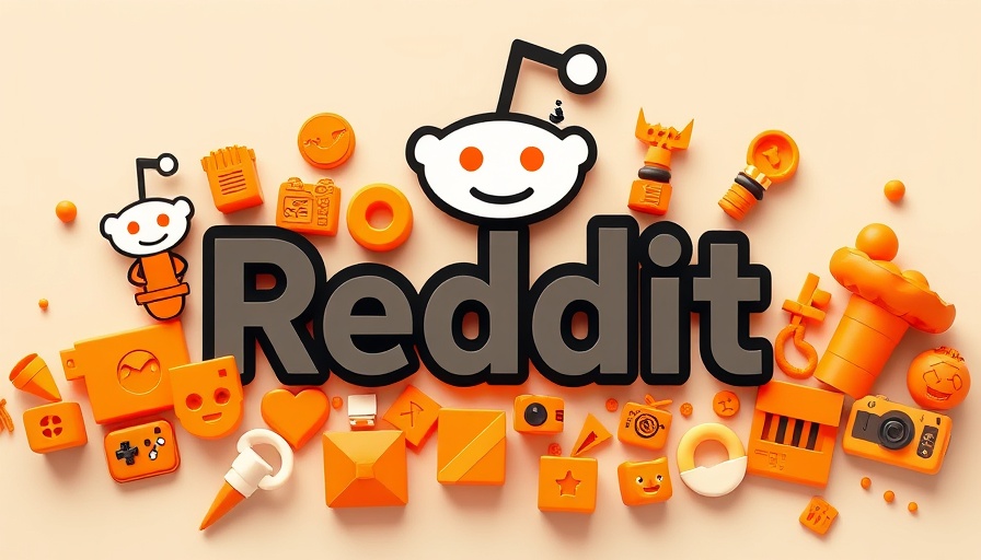 Playful Reddit logo with orange 3D icons, backend technical SEO elements.
