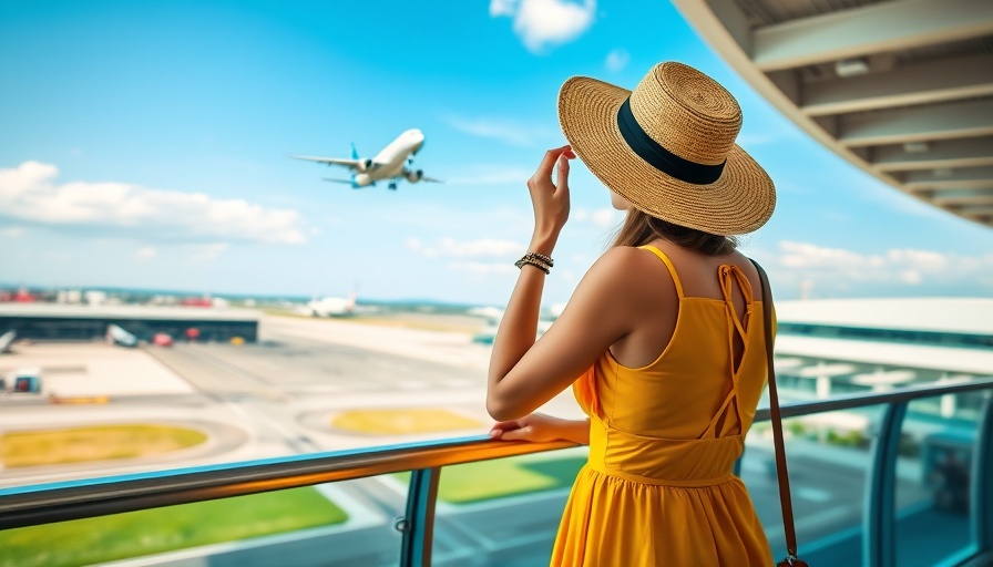 South Africa travel etiquette visualized by a woman observing an airplane.