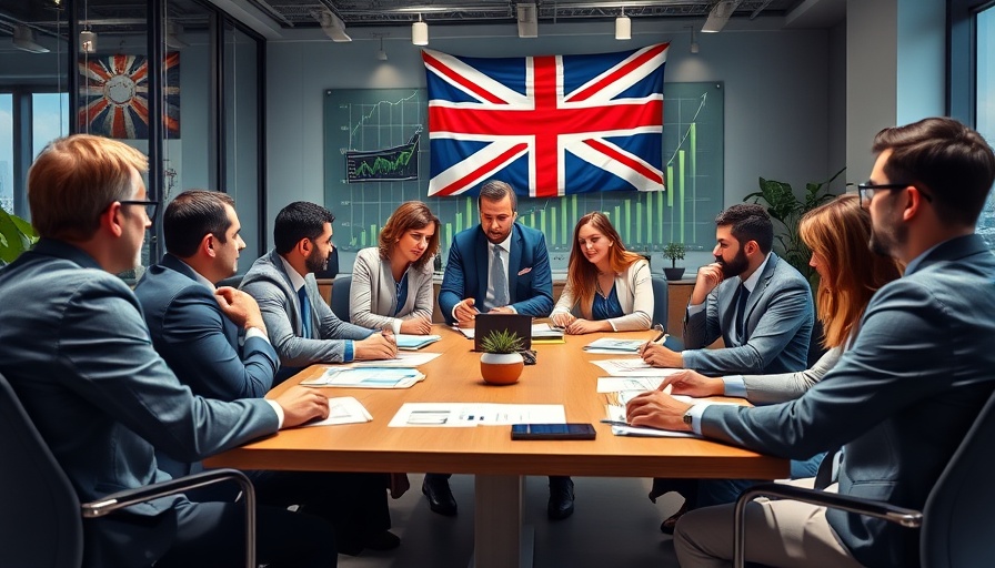 UK founders discussing funding challenges with financial charts.