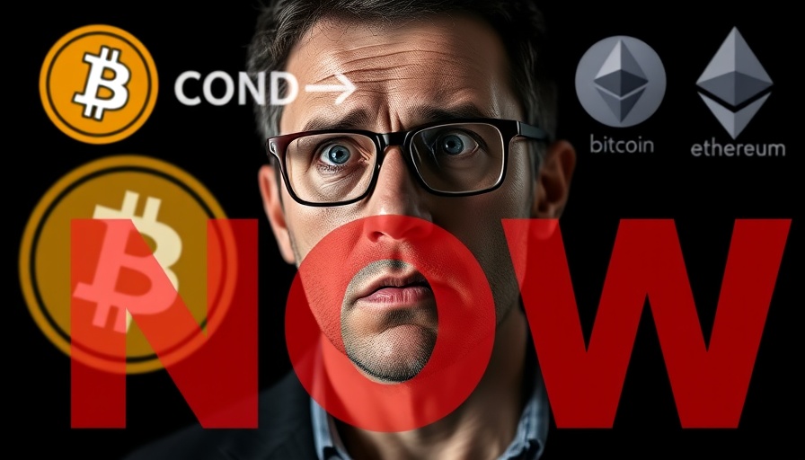 Dramatic Bitcoin price surge with financial theme and bold red text.