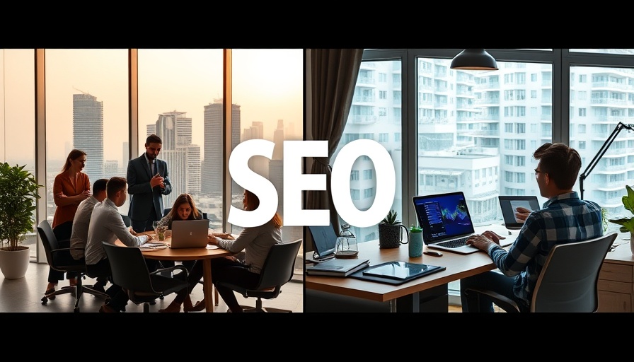 Split-screen of SEO marketing providers vs. DIY SEO at home.