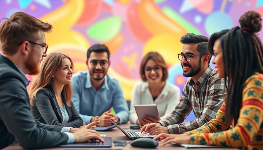 Professionals discussing ideas with AI tools for branding