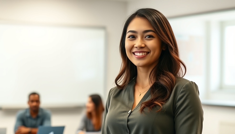 Confident educator presenting in classroom setting