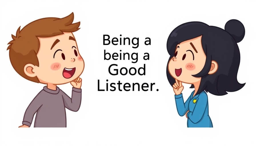 Minimalistic cartoon illustration of good listener qualities.