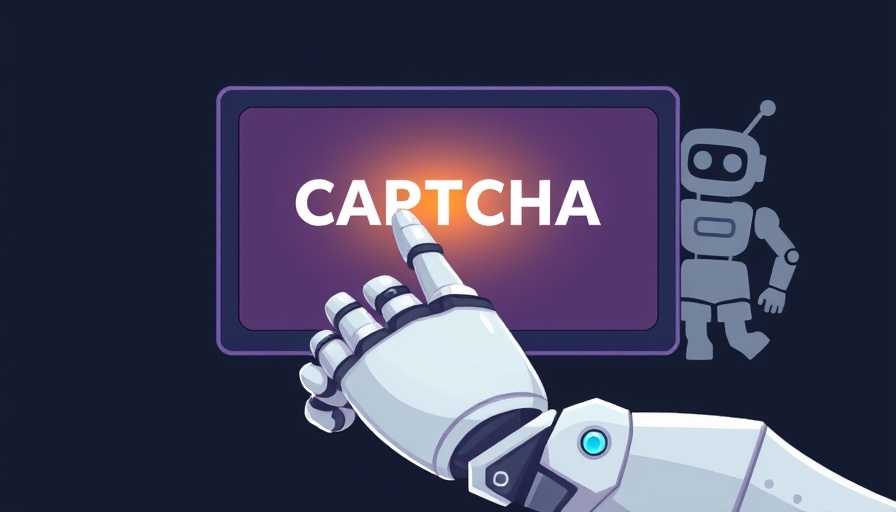 Robotic hand interacting with CAPTCHA screen, illustrating how bots are beating CAPTCHA.