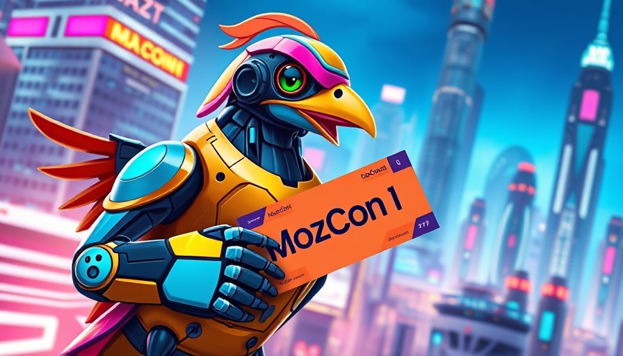 MozCon early bird tickets promo with robotic bird.