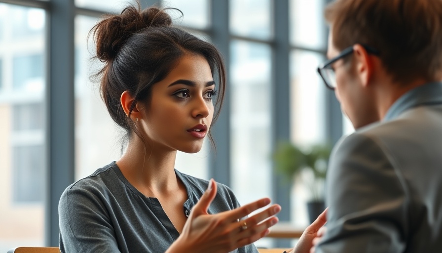 Young woman discussing in an office, AI and Emotional Intelligence in HR.