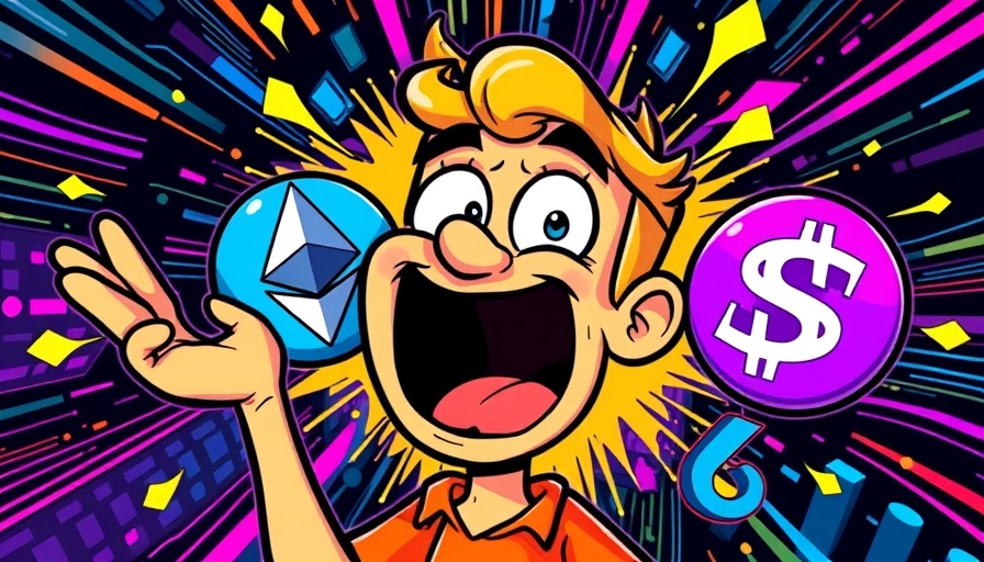 Bitcoin price excitement with crypto logos in vibrant style
