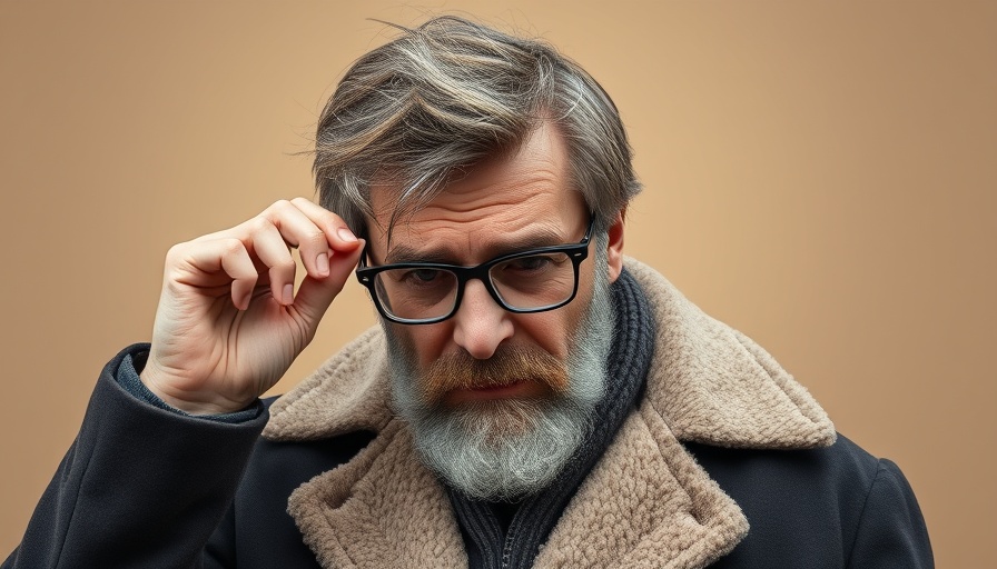 Man with glasses showing signs your eyes are tired.