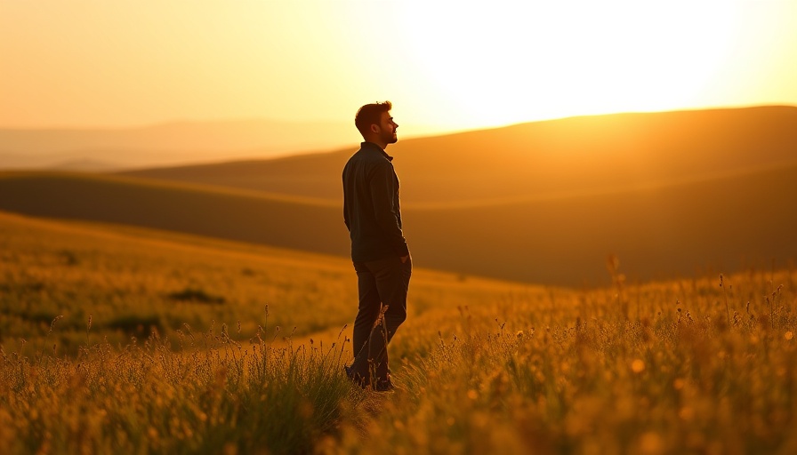 Mindfulness silhouette at sunrise in a sunlit field