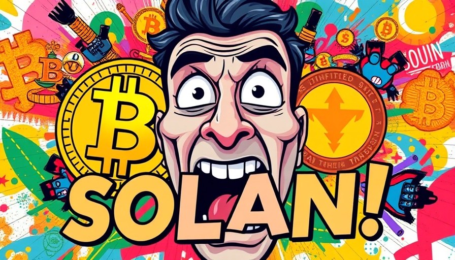Colorful Bitcoin analysis digital collage with crypto symbols.