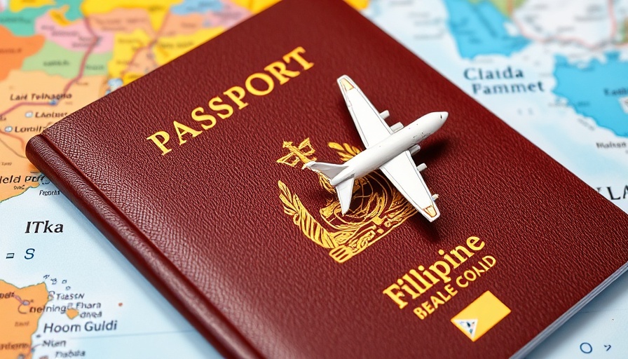 Filipino passport and airplane on map for Canada eTA