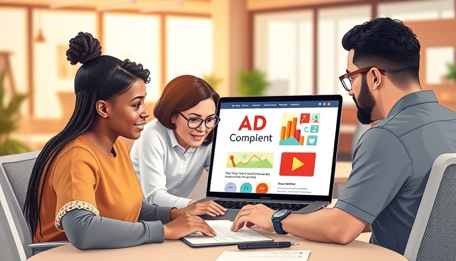 Diverse team designing an ADA compliant website on a laptop.