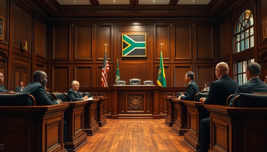 Courtroom discussing VAT increase in South Africa, judges and lawyers.
