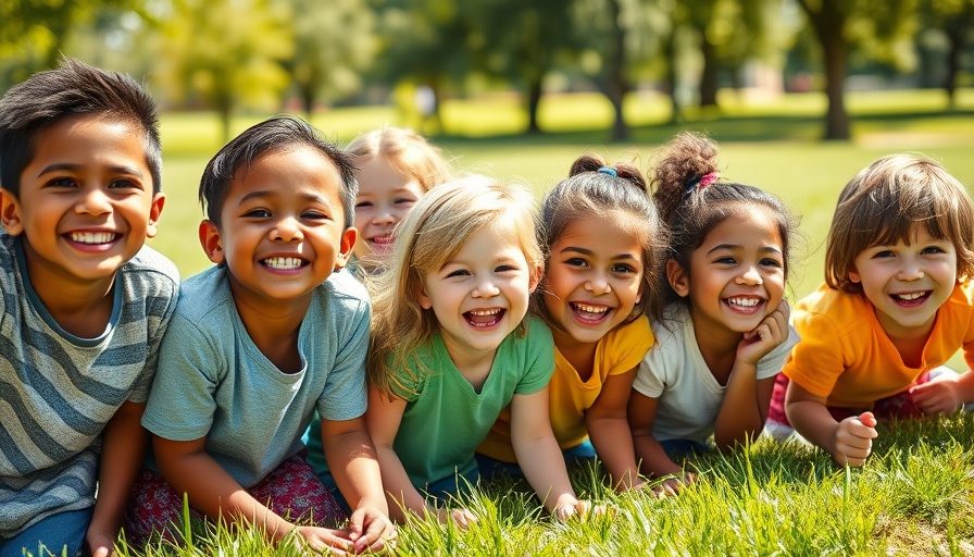 Group of happy children playing in a park, illustrating ADHD versus typical childhood behavior.