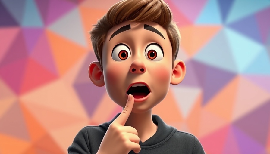 AI in SEO concept with surprised cartoon man in colorful background.