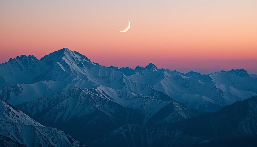 Peaceful Taurus New Moon over snowy mountains for family wellness.