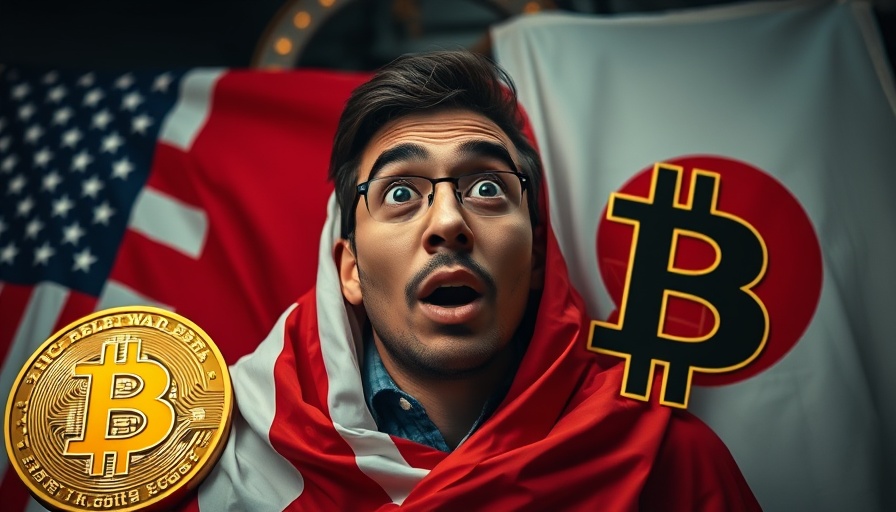 Surprised person with Bitcoin symbol and flags, Bitcoin price prediction