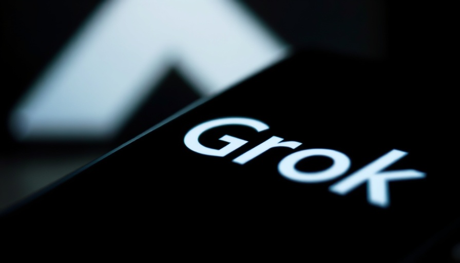 AI tool Grok logo on smartphone in digital marketing.