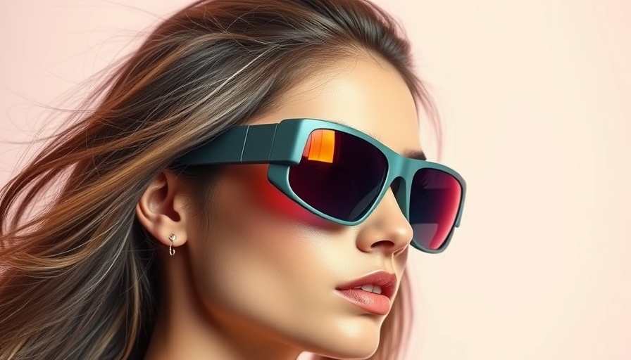 Stylish young woman with futuristic sunglasses in digital marketing.