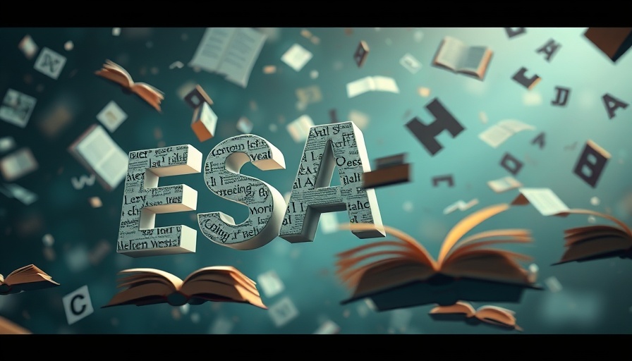 Surreal escape from words concept with floating letters.