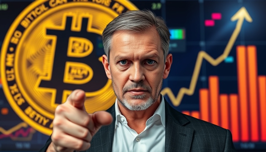 Bitcoin Market Update featuring a person pointing to a Bitcoin symbol with a market graph.