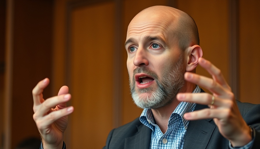 Enthusiastic speaker illustrating cheap marketing tricks.