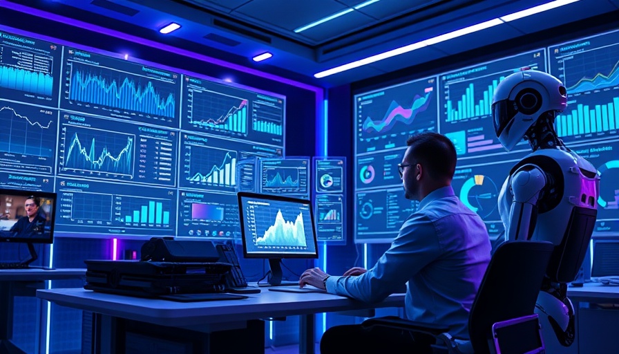 AI in digital marketing: professional analyzing data with AI.