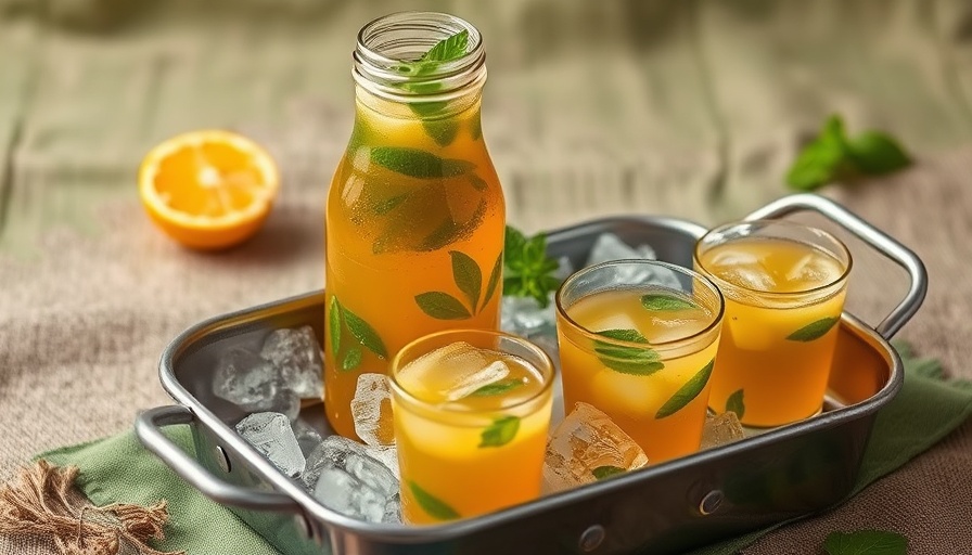 Basil ginger green tea turmeric cooler in bottles with icy setting