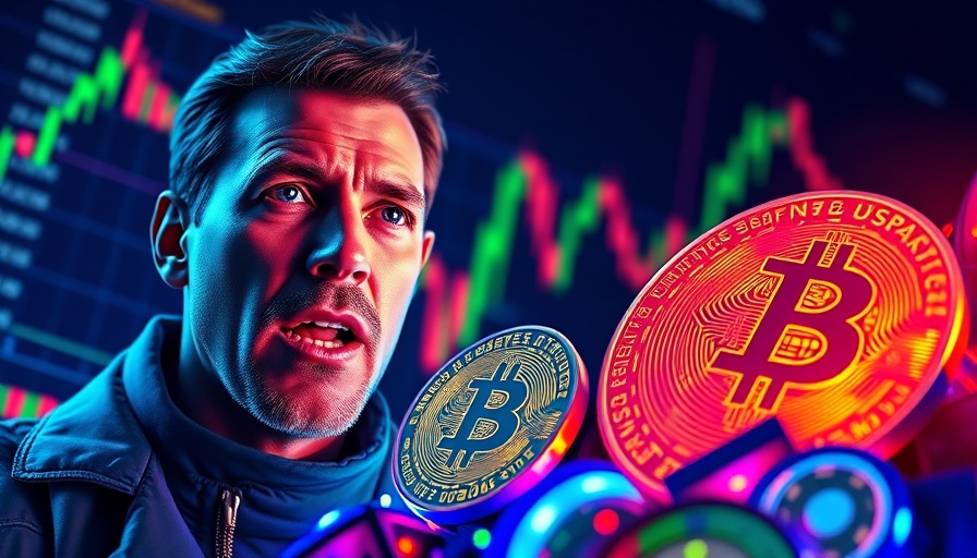 Digital art of Bitcoin breakout with alert expression in futuristic setting.