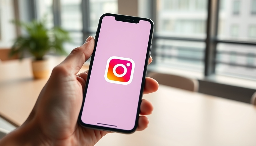 Smartphone with Instagram logo in hand, AI ad tools context.