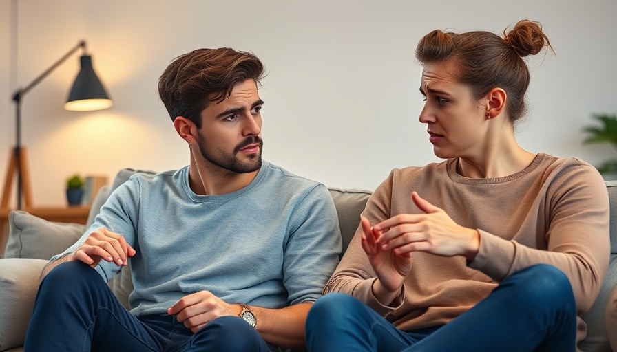 Frustrated couple discussing on sofa, emotionally exhausting personality.