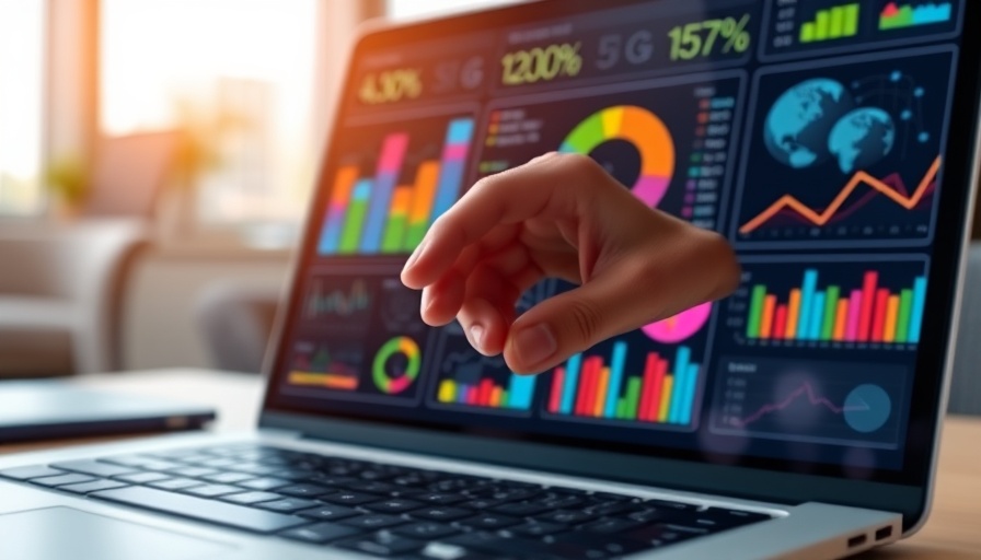 Interactive digital KPI dashboard with graphs on screen.