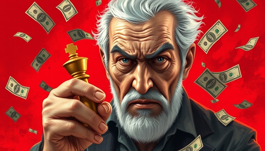 Trump's economic policies analysis illustration with currency and chess piece.