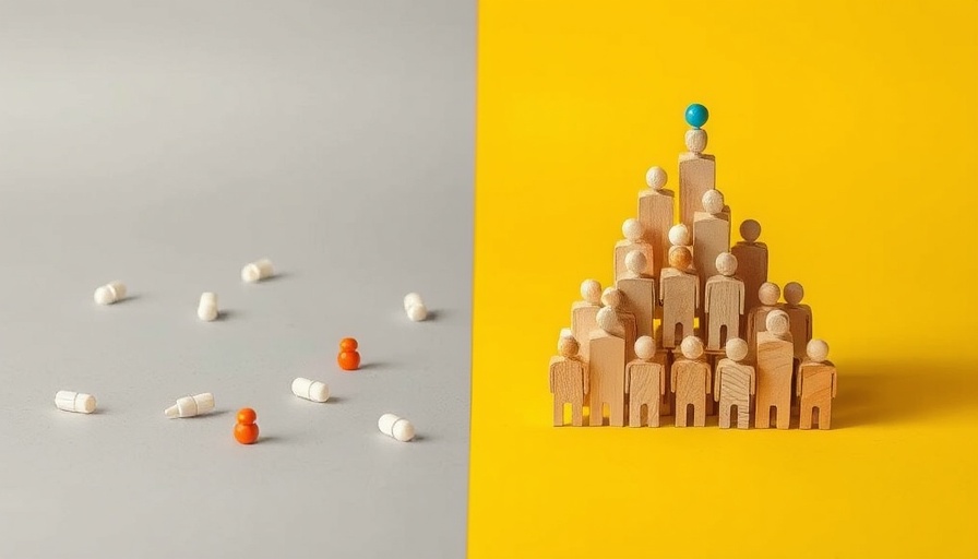 Pirate Metrics concept with colorful wooden figures on split background.