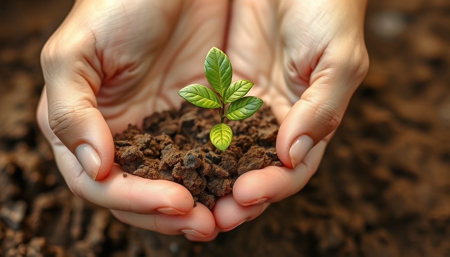 Mindfulness and Mental Health concept with hands holding a plant sprout.