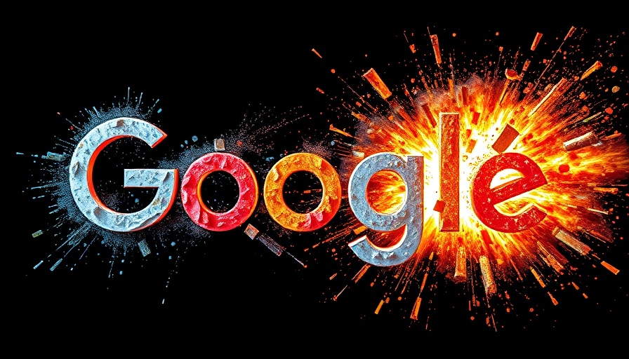 Explosive Google logo symbolizing search ranking volatility.