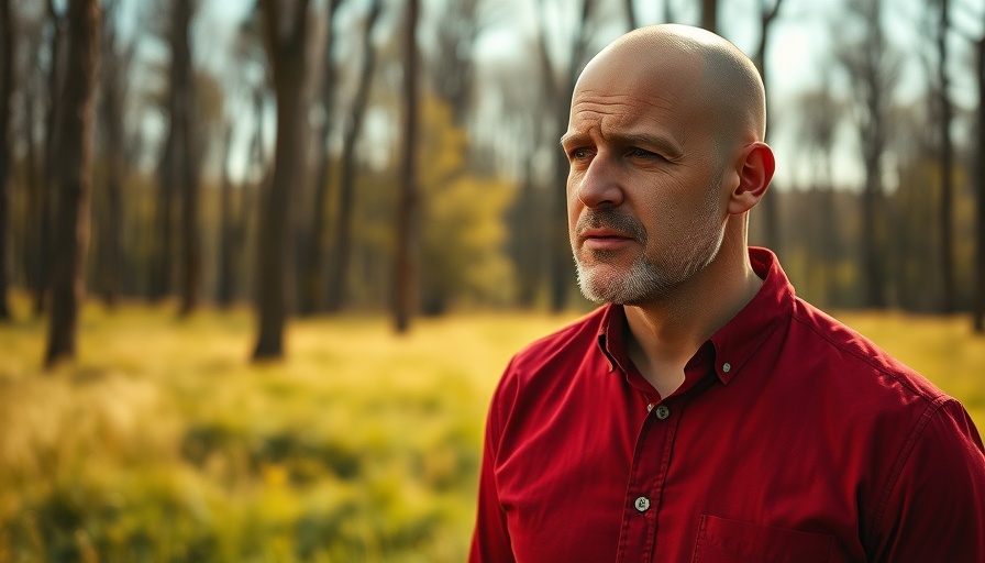 Bitcoin as a Safe Haven concept with man standing thoughtfully in nature.