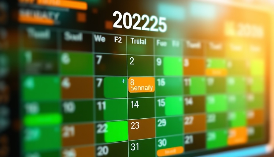 Blurred futuristic digital calendar showing February 2025.