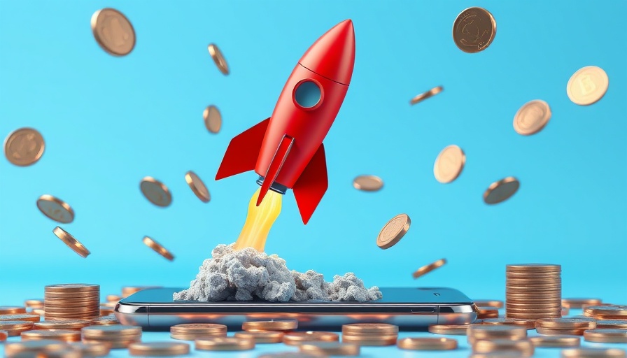 Mobile marketing strategies concept with rocket launching from a smartphone.