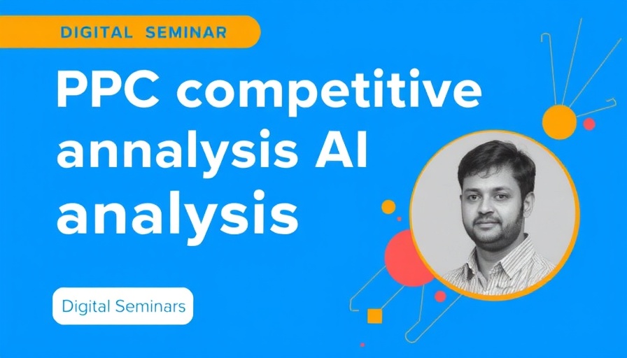 Digital banner for PPC competitive analysis using AI featuring vibrant blue design.