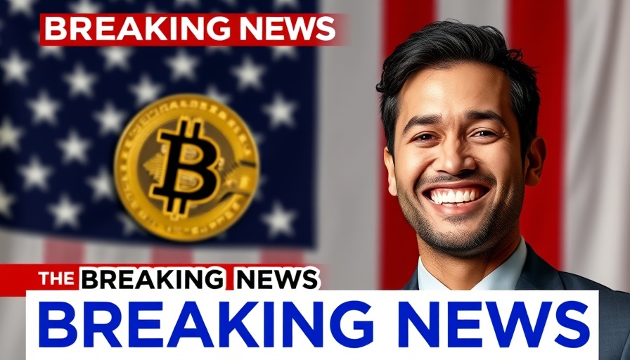 Breaking news graphic on America buying Bitcoin, digital rendering.