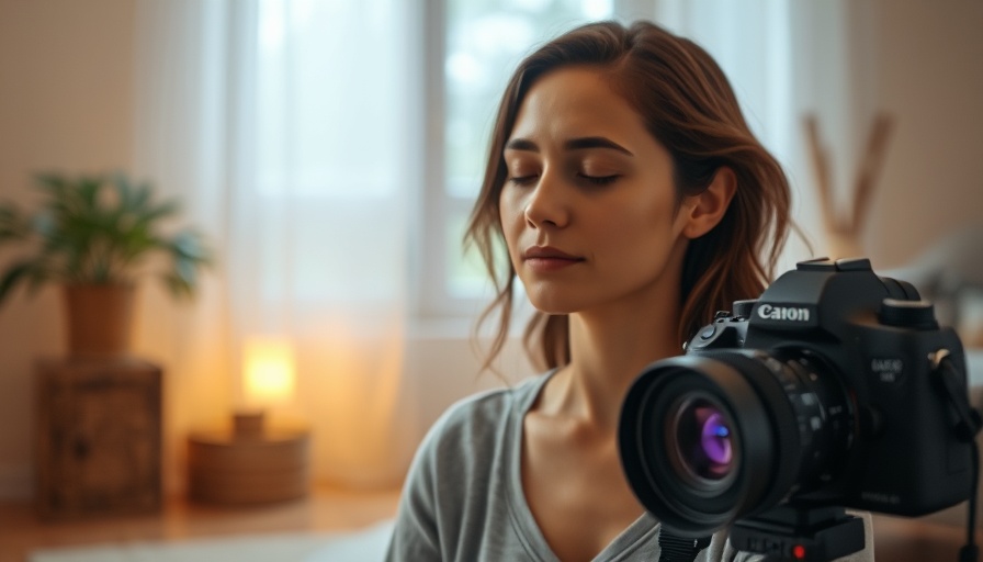 How to Record a Meditation: Woman meditating with camera setup.